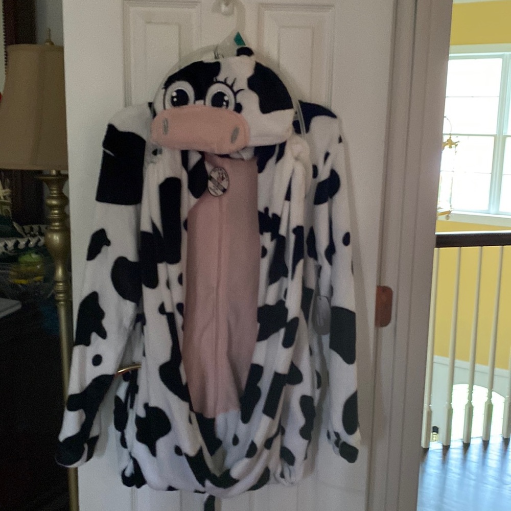 Brand new, black and white cow plush jumper